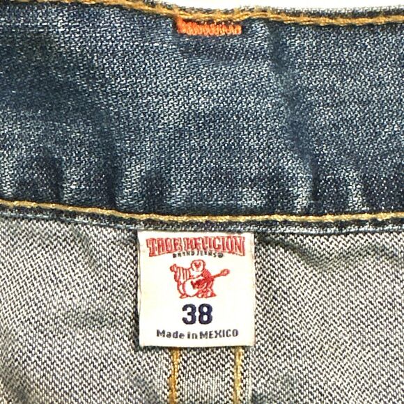 True Religion Jeans 38x30 Straight with Flaps Dark Wash Denim Blue - Picture 13 of 16